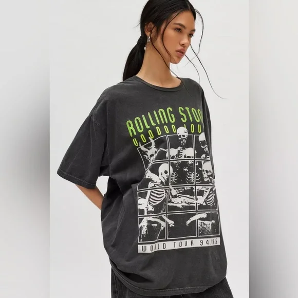 UO Rolling Stones Skeleton Graphic T-Shirt Dress - Picture 2 of 4